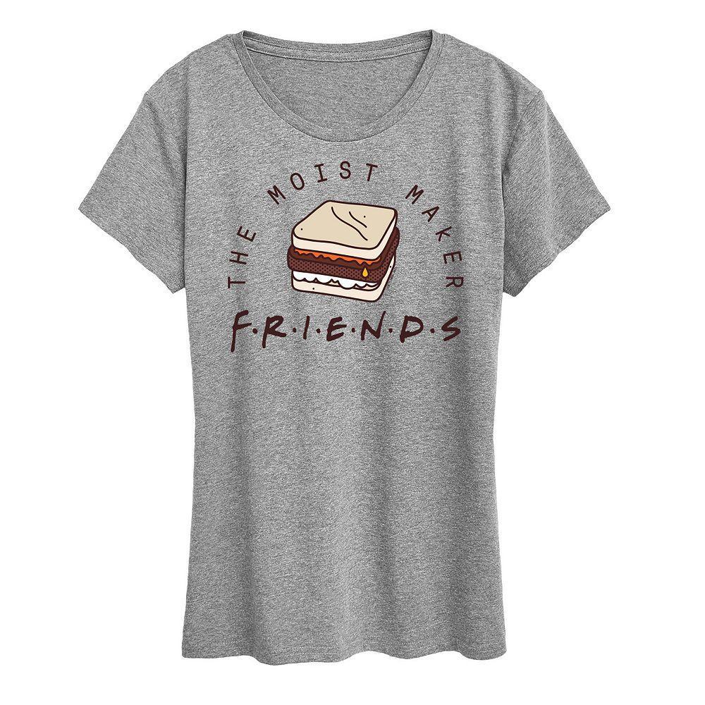 Womens Friends Moist Maker Graphic Tee, Girls Grey Green Product Image