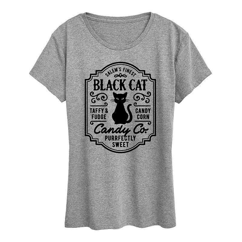 Womens Black Cat Candy Co Halloween Tee, Girls Product Image