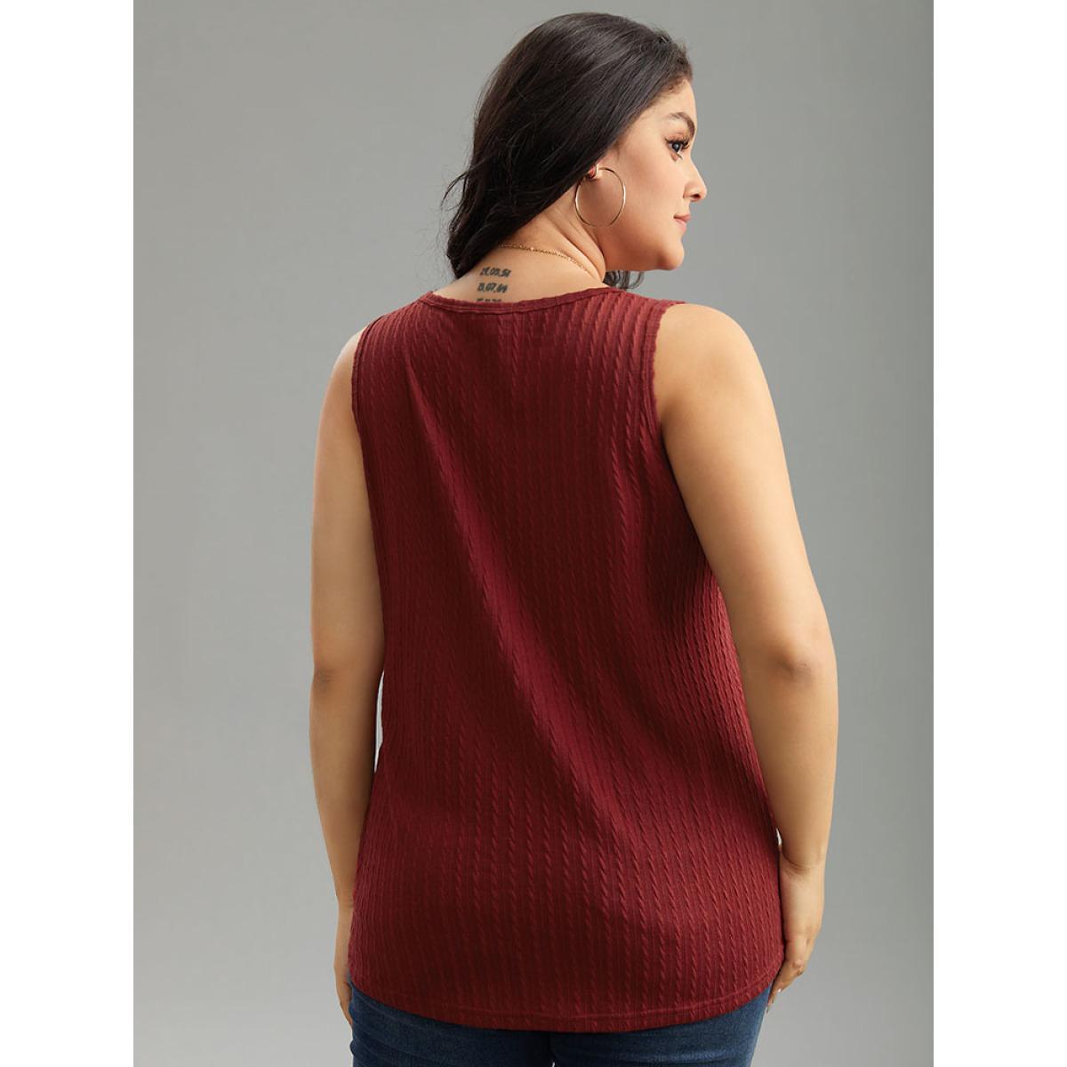 Plus Size Plain Texture Square Neck Tank Top Women Scarlet Casual Texture Square Neck Dailywear Tank Tops Camis BloomChic 14-16/1X Product Image