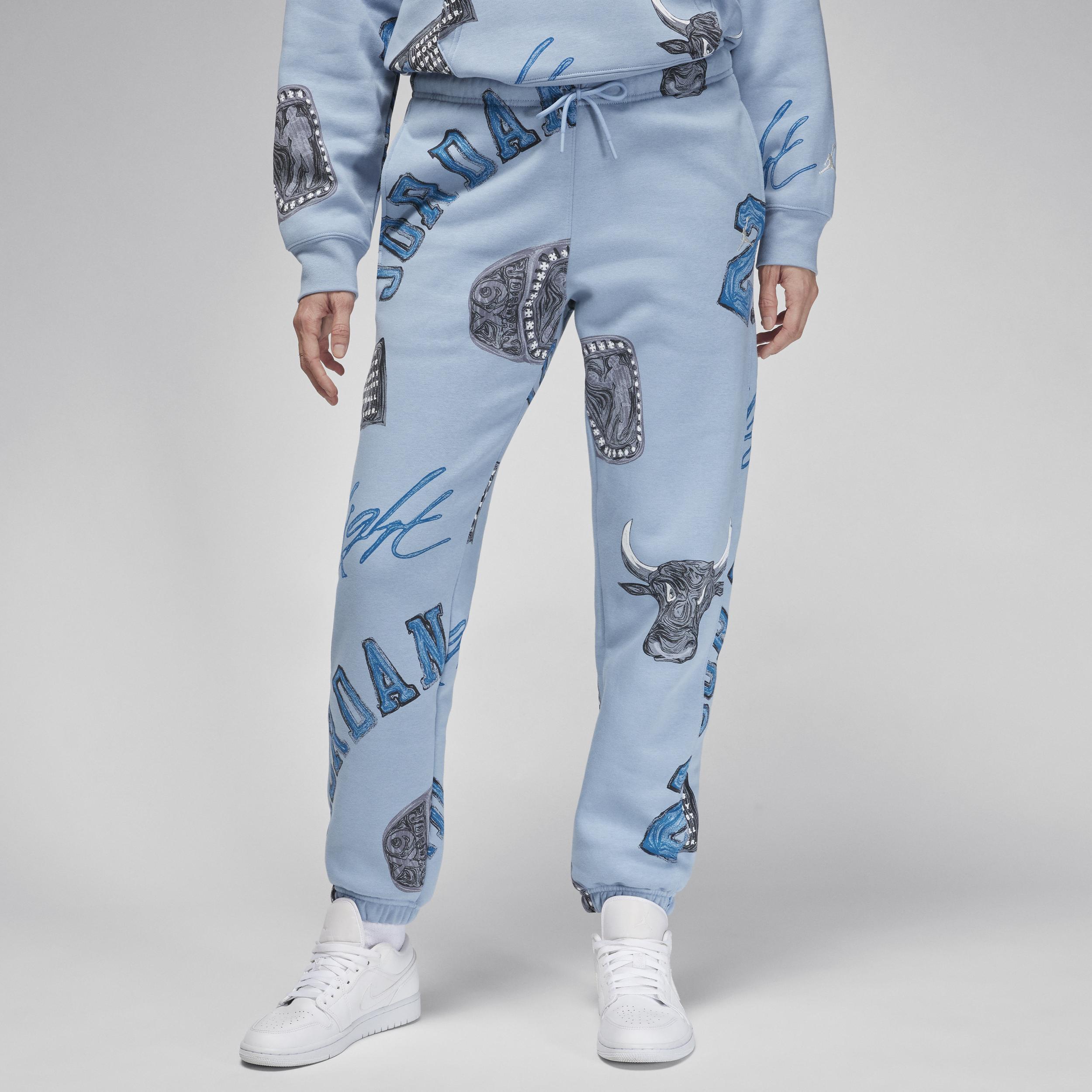 Jordan Womens Brooklyn AOP Fleece Pants - Blue/Sail Product Image