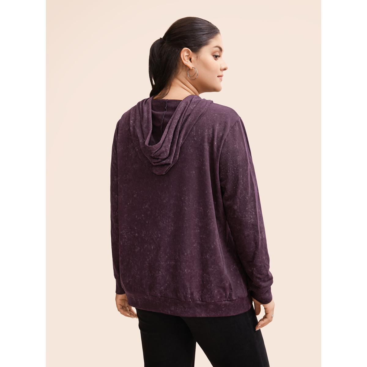 Plus Size Hooded Ties Pocket Elastic Cuffs Sweatshirt Women Indigo Casual Elastic cuffs Hooded Dailywear Sweatshirts BloomChic 14-16/1X Product Image
