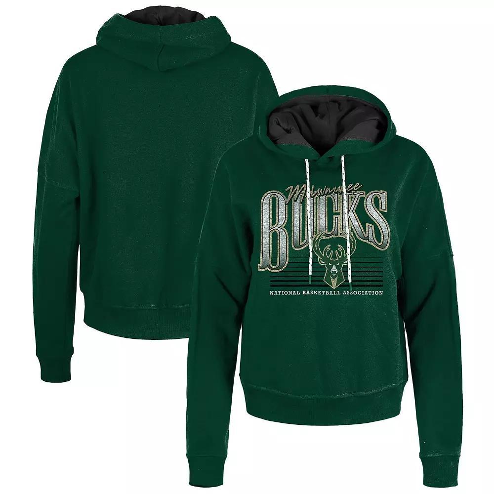 Women's New Era Hunter Green Milwaukee Bucks Boxy Pullover Hoodie, Size: XS, Team Product Image