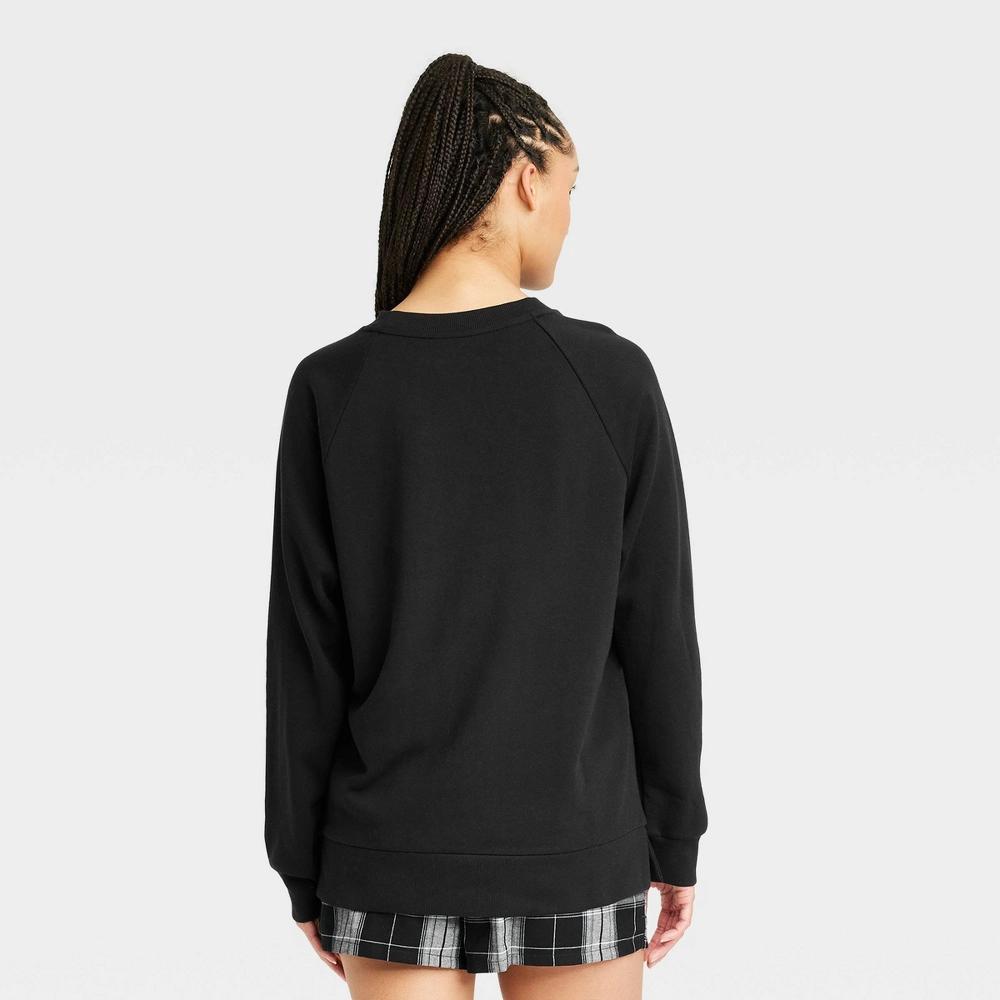 Women's Fleece Sweatshirt - Colsie™ Black XS: Crew Neck Pullover, Midweight, Raglan Long Sleeve Product Image