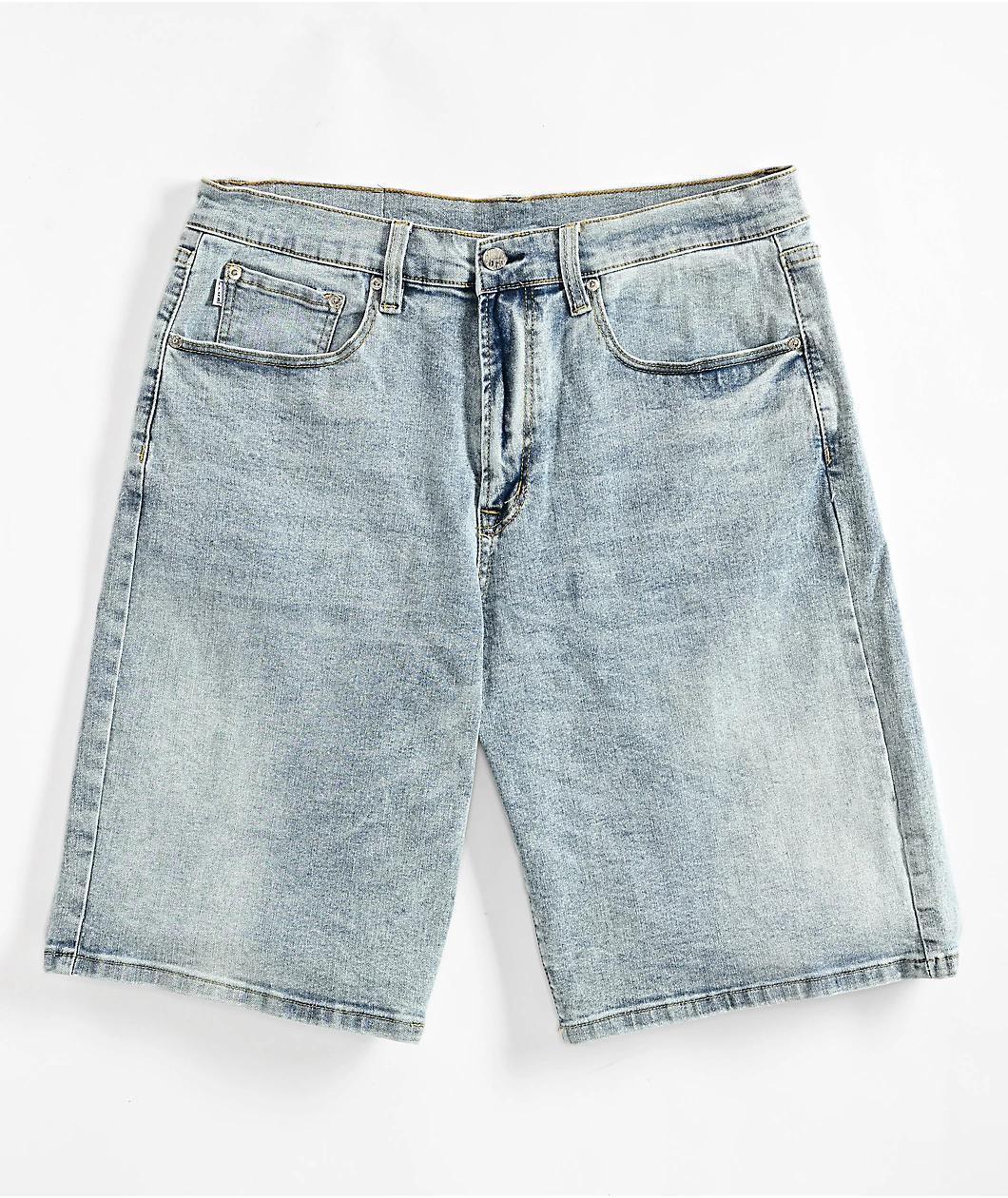 Pro Club Heavyweight Relaxed Fit Light Stonewash Denim Shorts Product Image