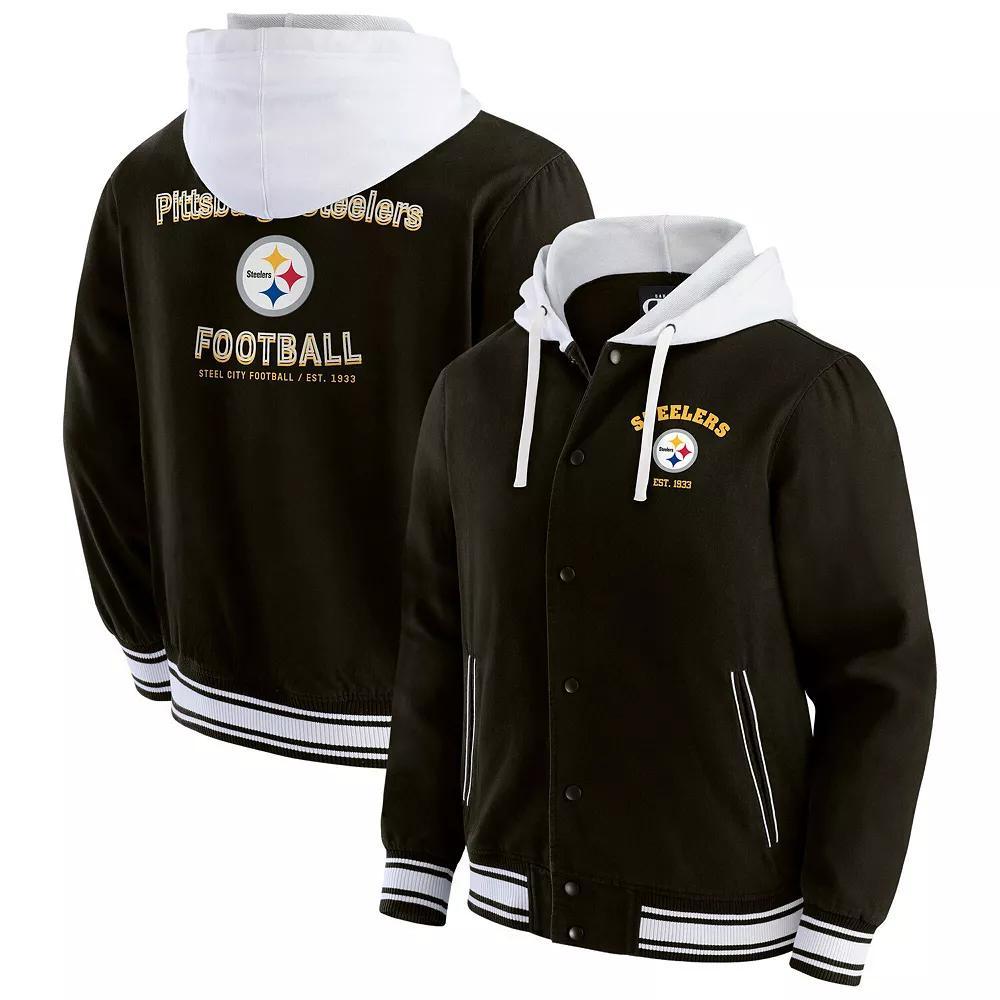 Men's Darius Rucker Collection by Fanatics Black Pittsburgh Steelers Full-Snap Hoodie Jacket, Size: Medium Product Image
