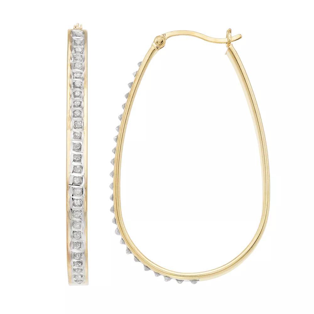Diamond Mystique Oval Hoop Earrings, Women's, 18k Gold Over Silver Product Image