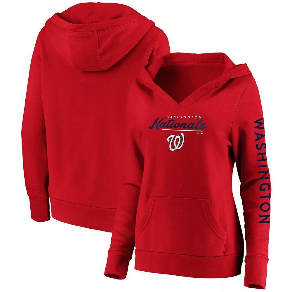 Women's Fanatics Branded Red Washington Nationals Core High Class Crossover Pullover Hoodie, Size: XL Product Image