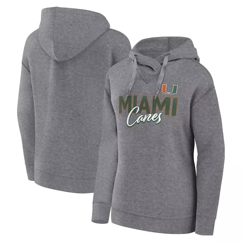 Women's Fanatics Branded Heather Gray Miami Hurricanes Script Favorite Pullover Hoodie, Size: XL, Grey Product Image