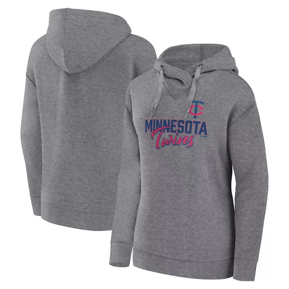 Women's Fanatics Branded Heather Gray Minnesota Twins Script Favorite Pullover Hoodie, Size: Medium, Grey Product Image