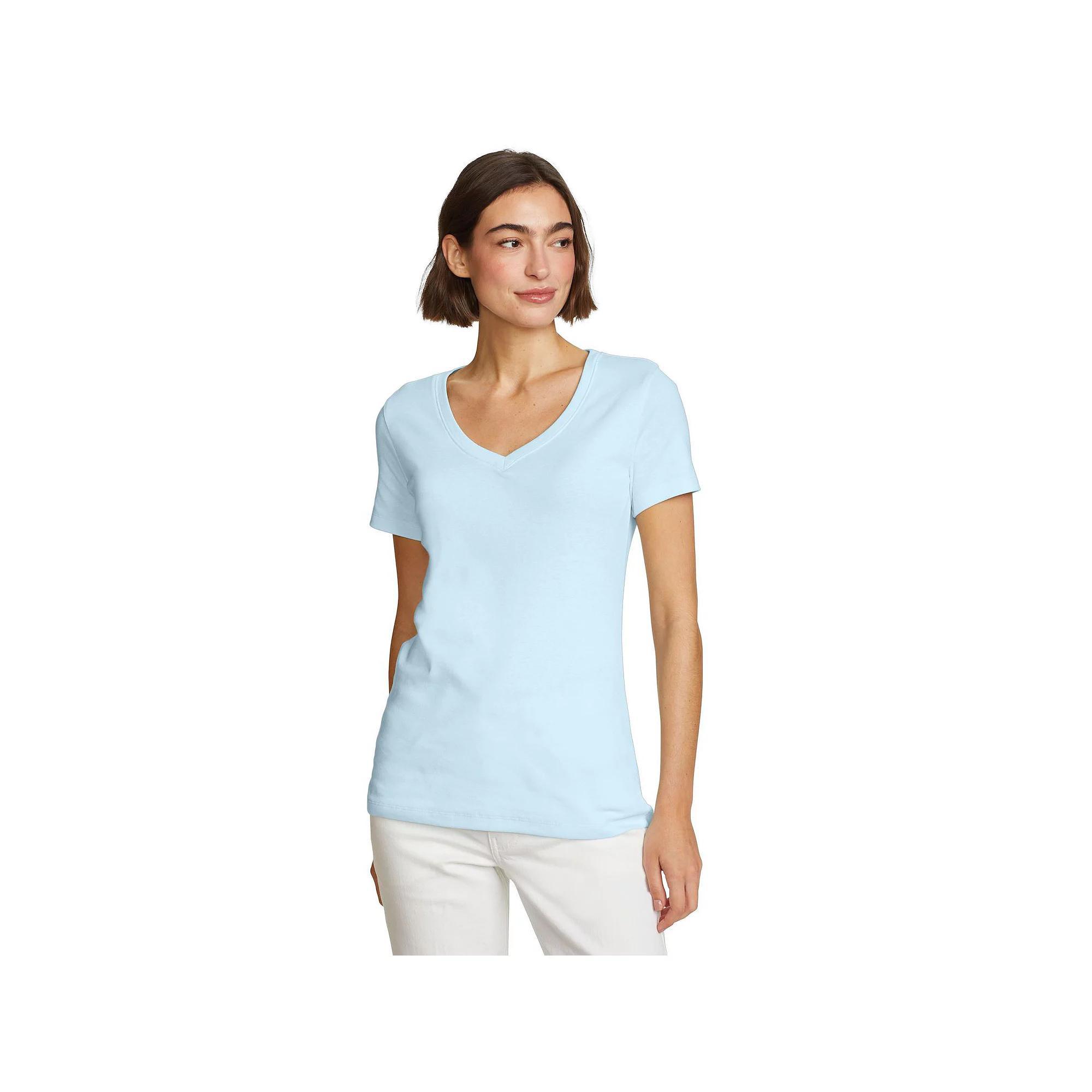 Petite Eddie Bauer Favorite V-Neck T-Shirt, Women's, Size: Medium Petite, Pale Blue Product Image