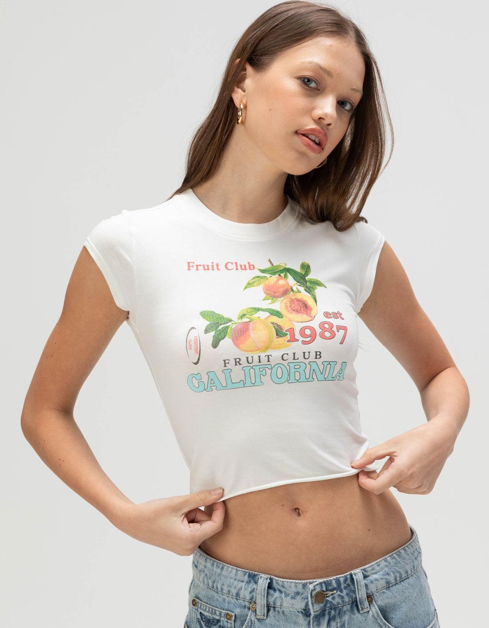 RSQ Womens California Peaches Baby Tee - WHITE Product Image