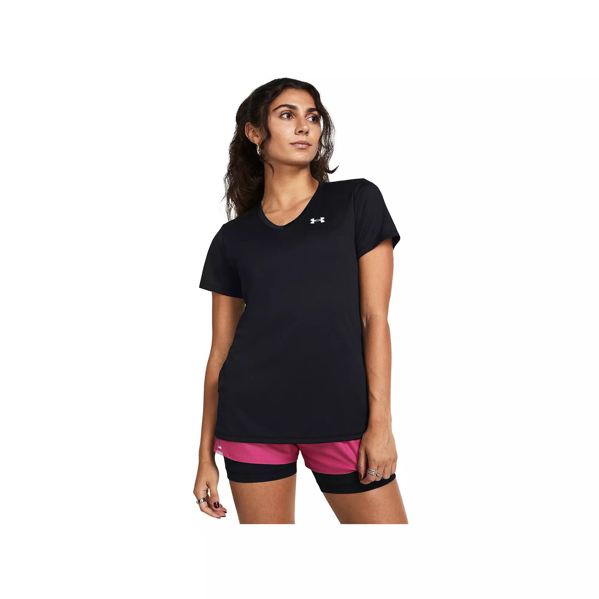 Women's Under Armour Tech™ V-Neck Short Sleeve Tee, Size: Small, Black Product Image