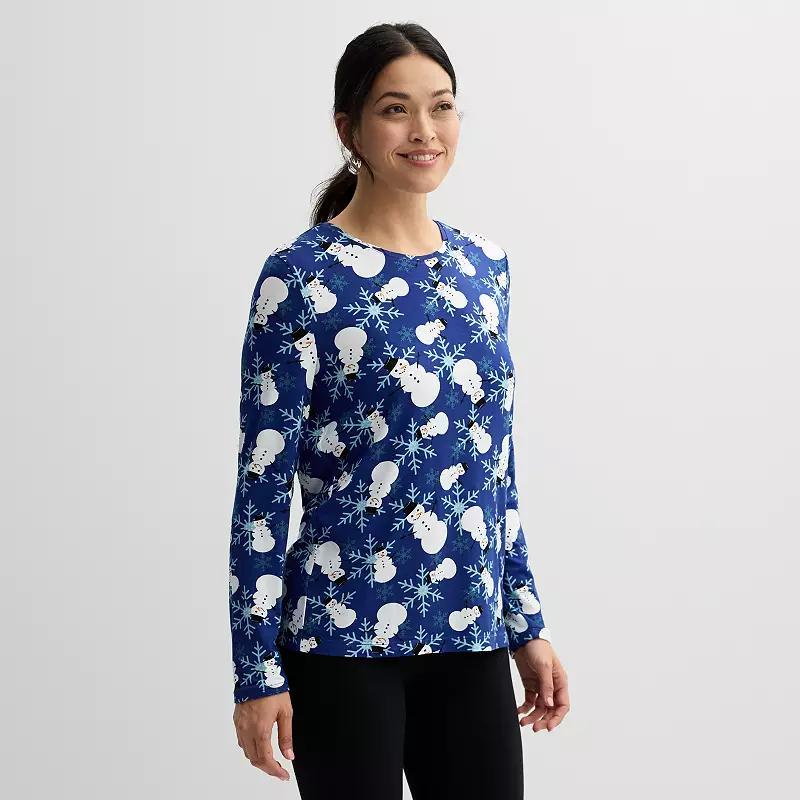 Women's Jollidays Long Sleeve Crewneck T-Shirt, Girl's, Size: Medium, Red Snowflakes Product Image