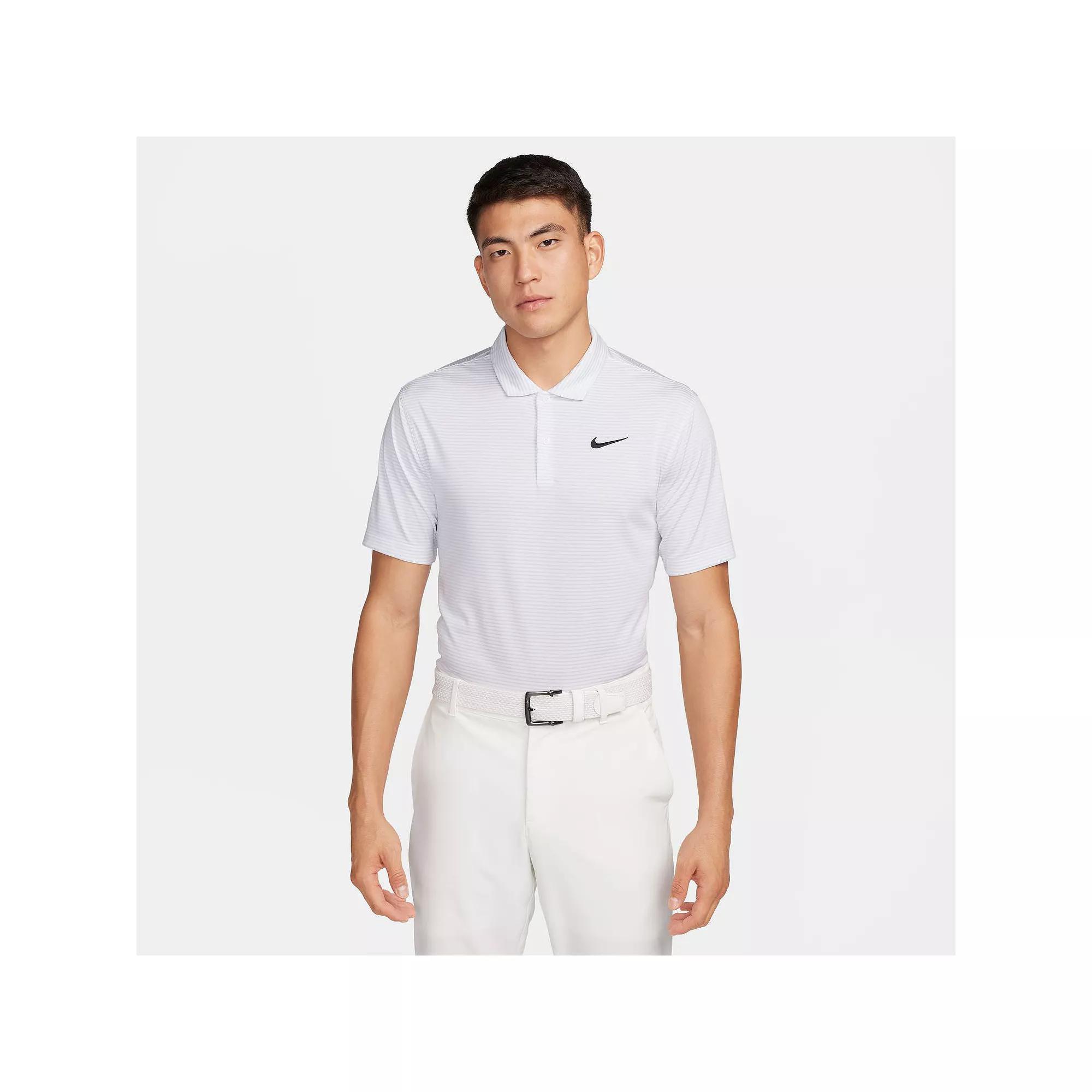 Men's Nike Striped Dri-FIT Golf Polo, Size: XL, White White Product Image
