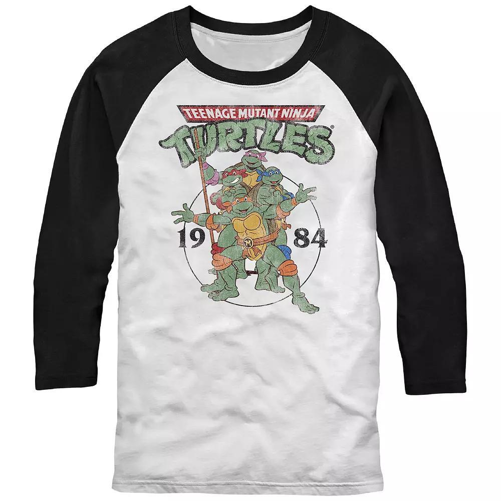 Men's Nickelodeon Teenage Mutant Ninja Turtles Elite Group Est. 1984 Raglan Tee, Size: Small, White Black Product Image