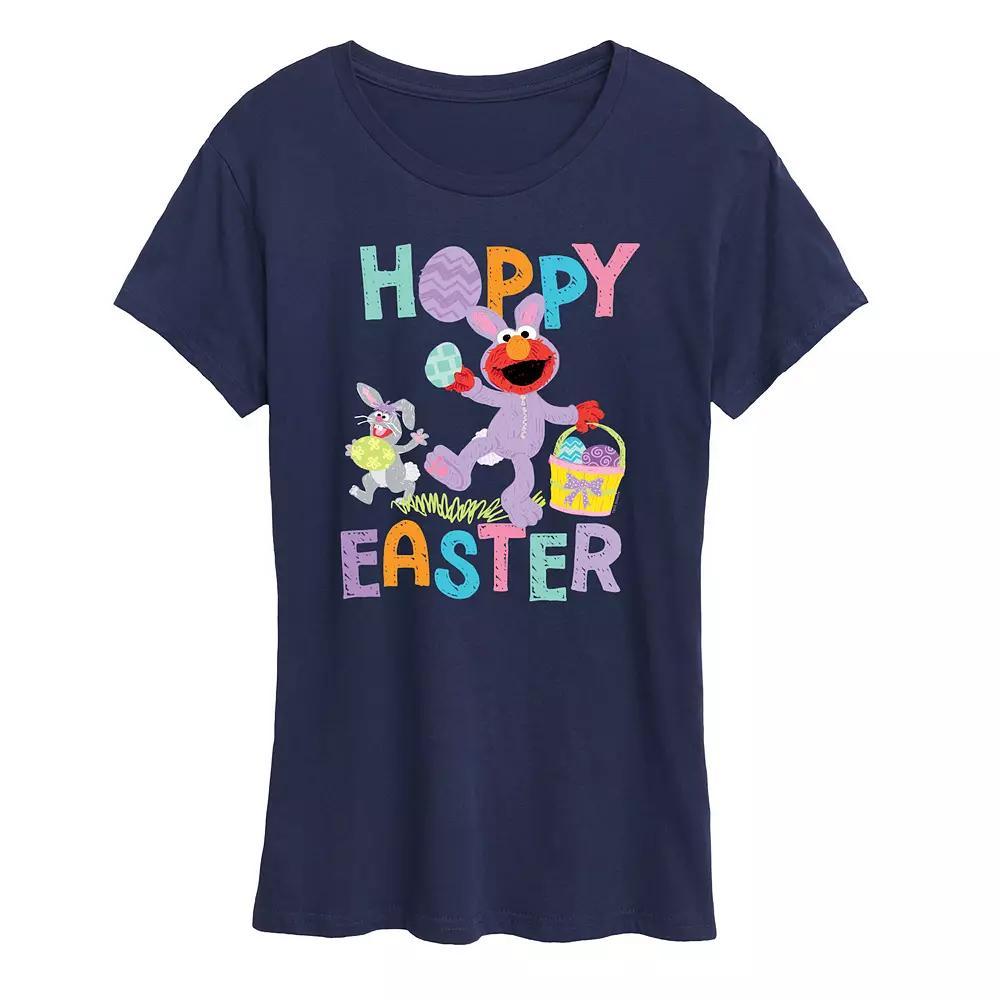 Women's Sesame Street Elmo Hoppy Easter Graphic Tee, Size: Large, Grey Blue Product Image
