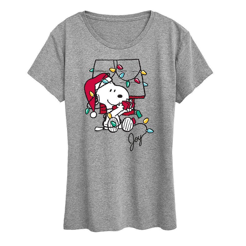 Women's Peanuts Snoopy Joyful Moment Graphic Tee, Size: Large, Grey Gray Product Image