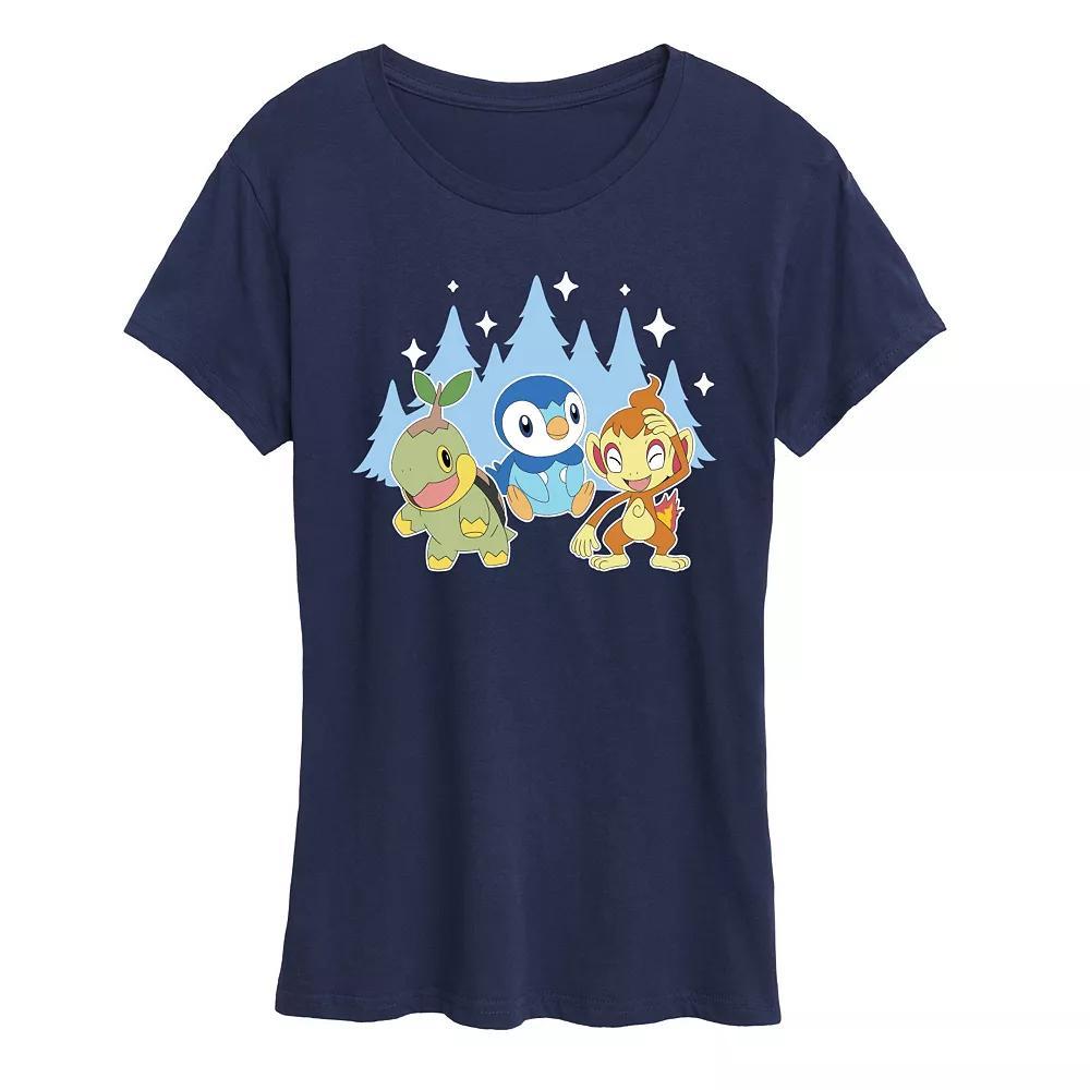 Womens Pokemon Sinnoh Winter Group Graphic Tee Blue Product Image