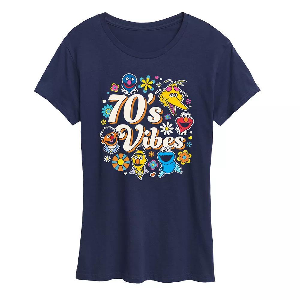 Womens Sesame Street 70s Vibes Graphic Tee Blue Product Image