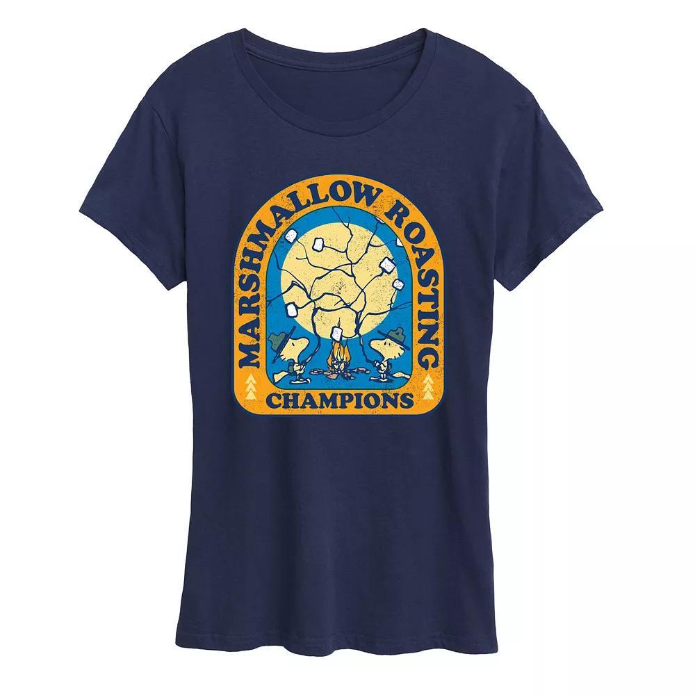 Women's Peanuts Woodstock Marshmallow Roasting Graphic Tee, Size: XL, Blue Product Image