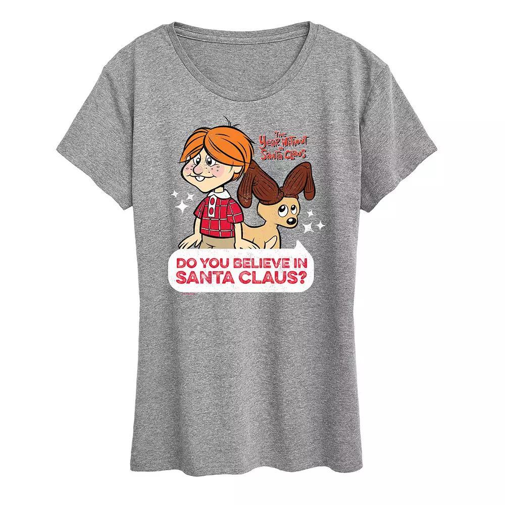 Womens The Year Without Santa Claus Do You Believe In Santa Graphic Tee, Girls Grey Juniper Product Image