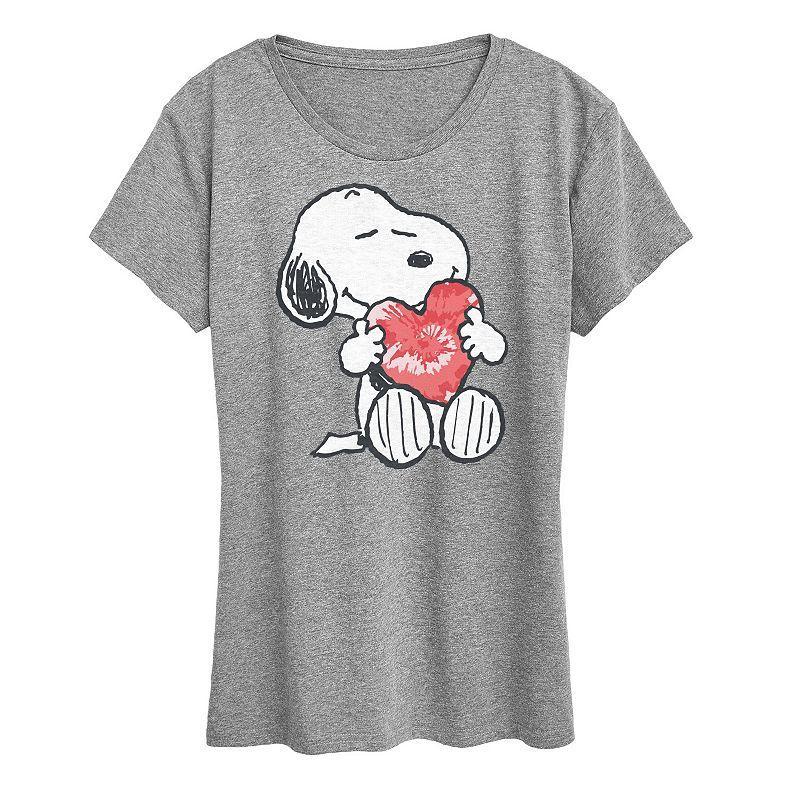 Womens Peanuts Snoopy With Heart Graphic Tee, Girls Grey Gray Product Image
