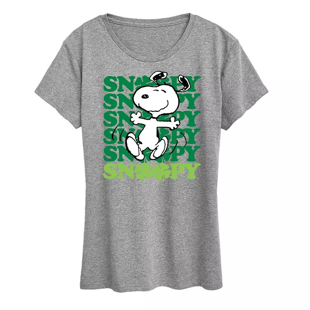 Womens Peanuts Snoopy Clover Dance Graphic Tee Heather Grey Product Image