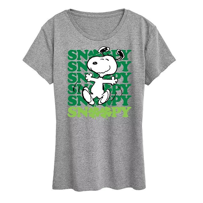Womens Peanuts Snoopy Clover Dance Graphic Tee Heather Grey Product Image