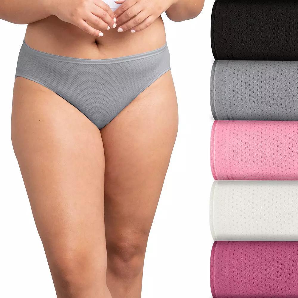 Women's Fruit of the Loom® Signature Breathable 5-pack Micro-Mesh Bikini Panty 5DBMBKK, Tiffany Silver Asst Product Image