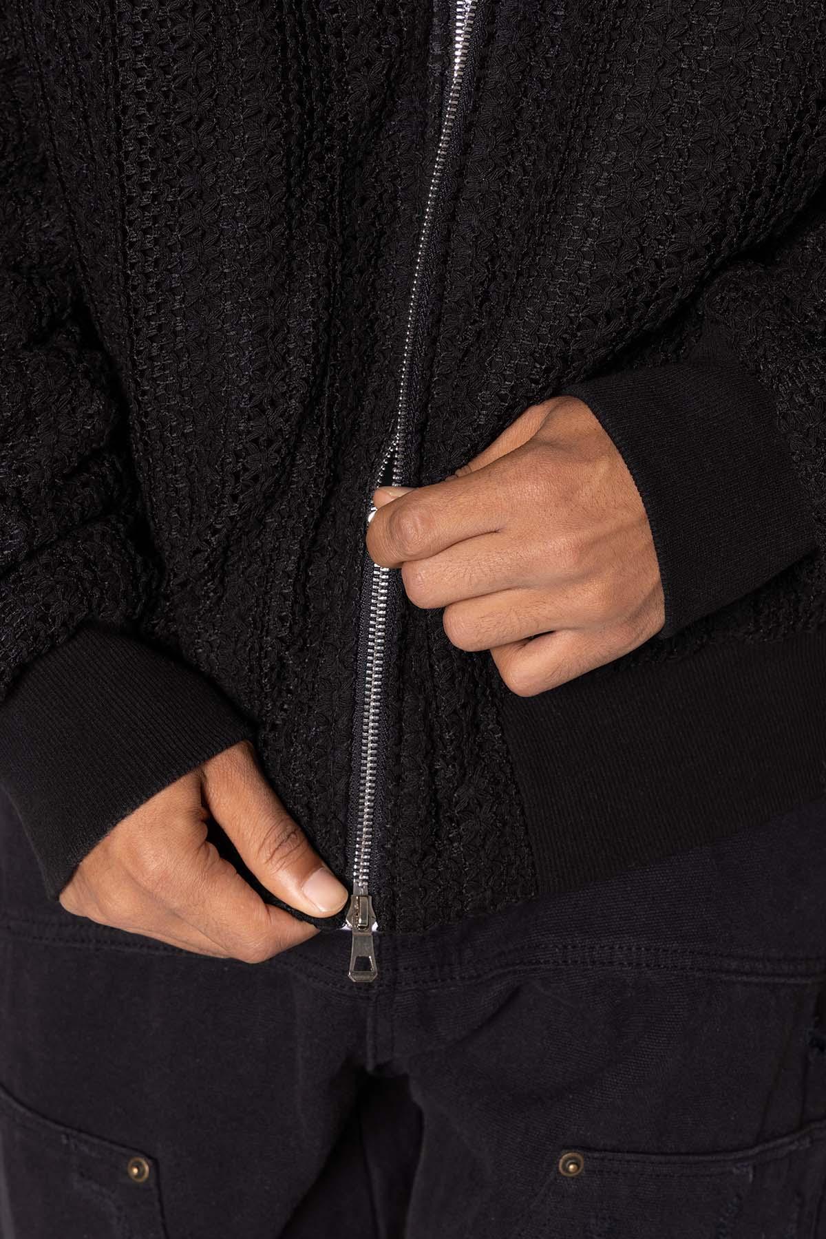 Crochet Bomber Jacket - Black Product Image