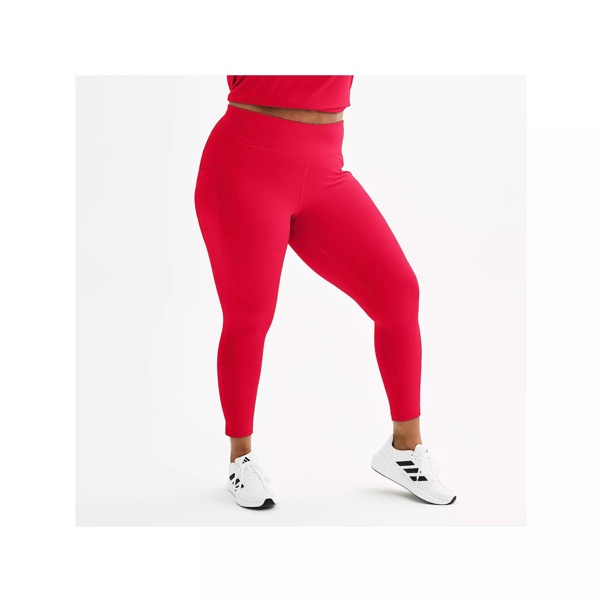 Plus Size Tek Gear® Ultrastretch High-Waisted Side Pocket 7/8 Leggings, Women's, Size: 1XL, Surely Red Product Image