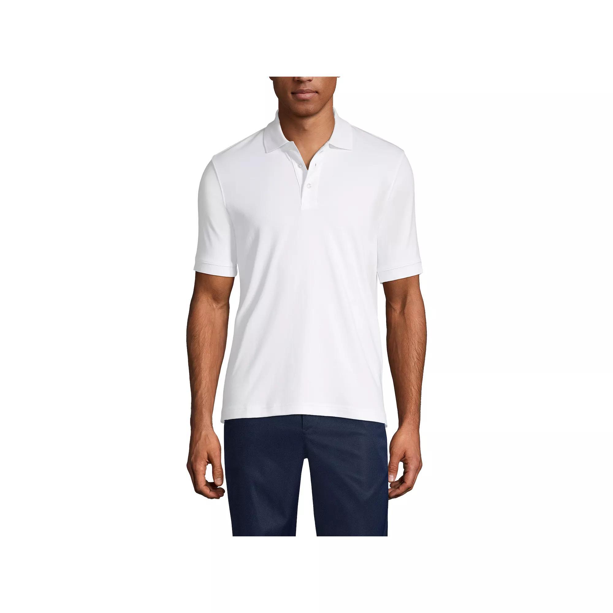 Men's Lands' End Short Sleeve Interlock Polo Shirt, Size: Small, White Product Image