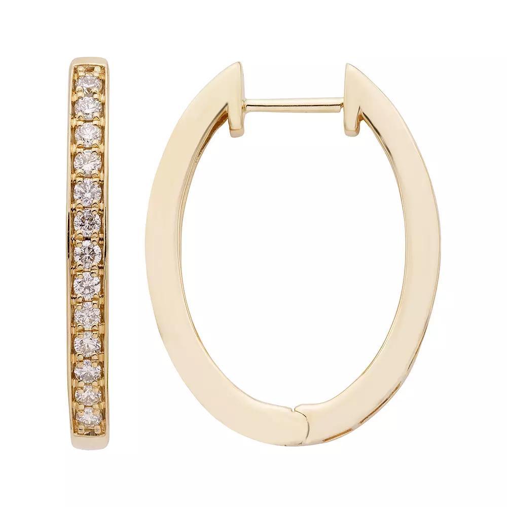 The Regal Collection 14k Gold 1/2 Carat T.W. Certified Diamond Oval Hoop Earrings, Women's, Yellow Product Image