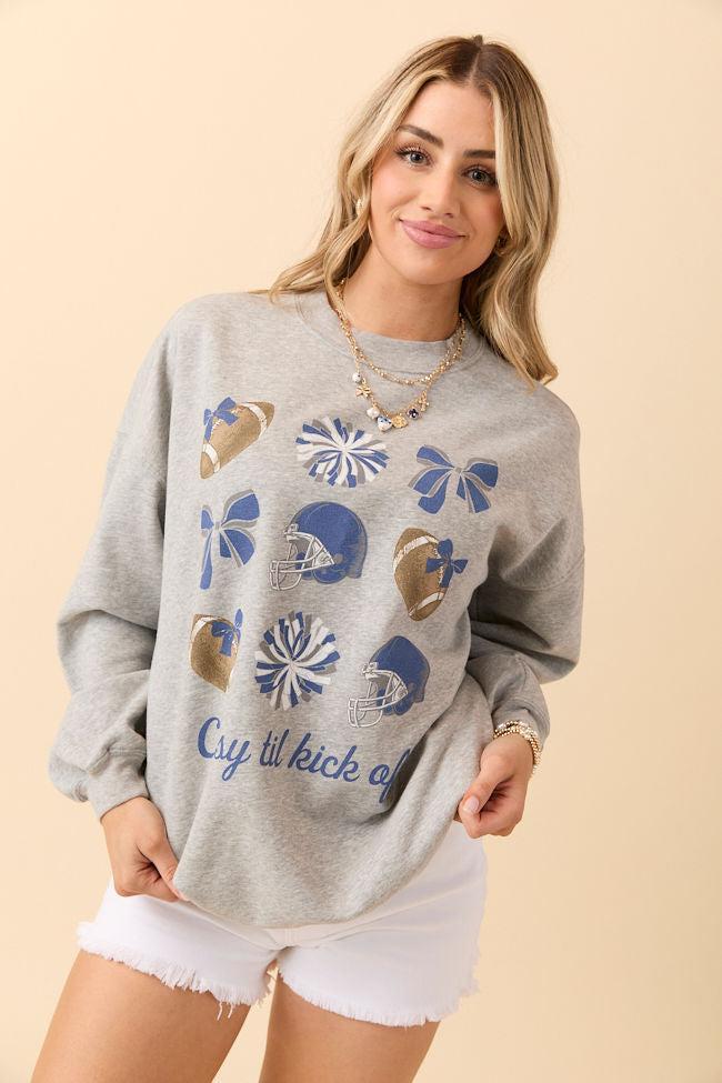 Football Icon Navy and White Light Grey Graphic Sweatshirt SALE Product Image