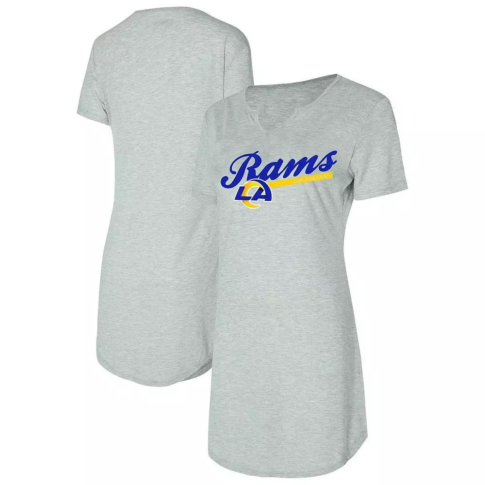 Women's Concepts Sport Gray Los Angeles Rams Petition Knit Nightshirt, Size: Small, Grey Product Image