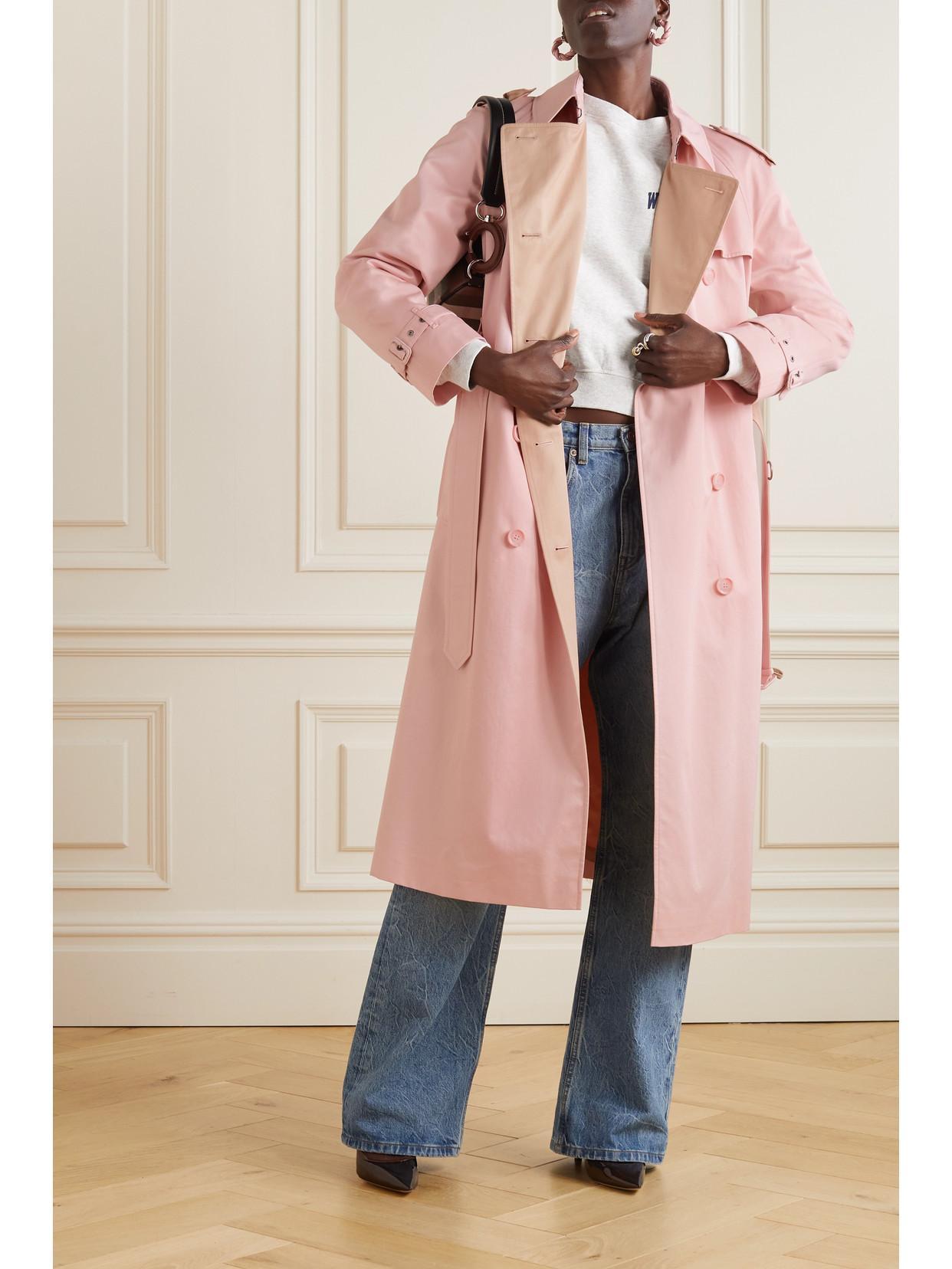 BURBERRY Double-breasted Belted Cotton-gabardine Trench Coat In Pink Product Image