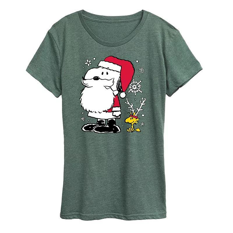 Women's Peanuts Snoopy & Woodstock Graphic Tee, Size: Medium, Grey Green Product Image