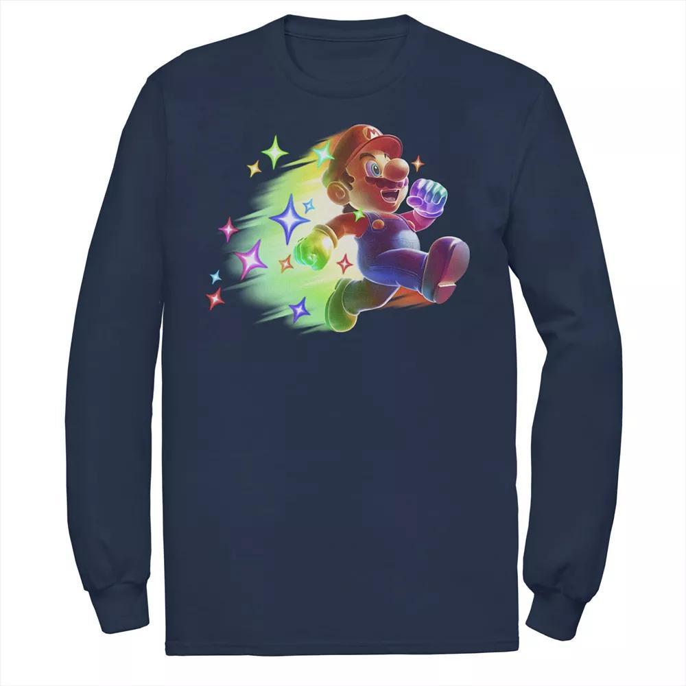 Big & Tall Nintendo Super Mario Bros Rainbow Run Long Sleeve, Men's, Size: 4XL, Blue Product Image