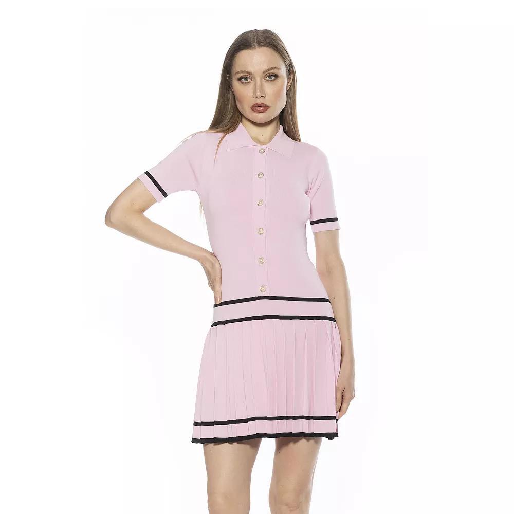 Women's ALEXIA ADMOR Lucinda Collared Short Sleeve Tennis Dress, Size: Medium, Halogen Blue Product Image
