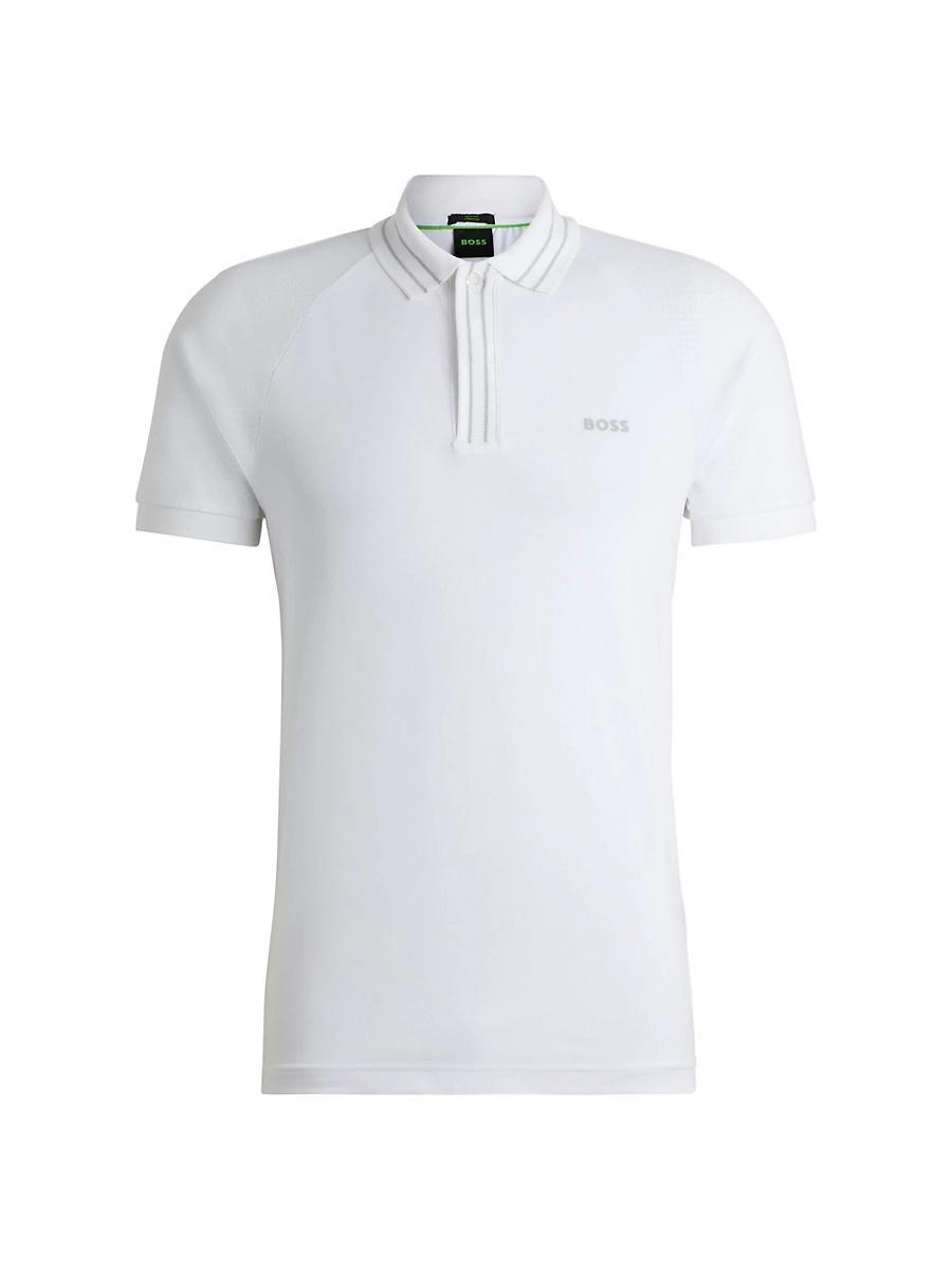 Mens Stretch-Cotton Polo Shirt with Stripes and Logo Product Image