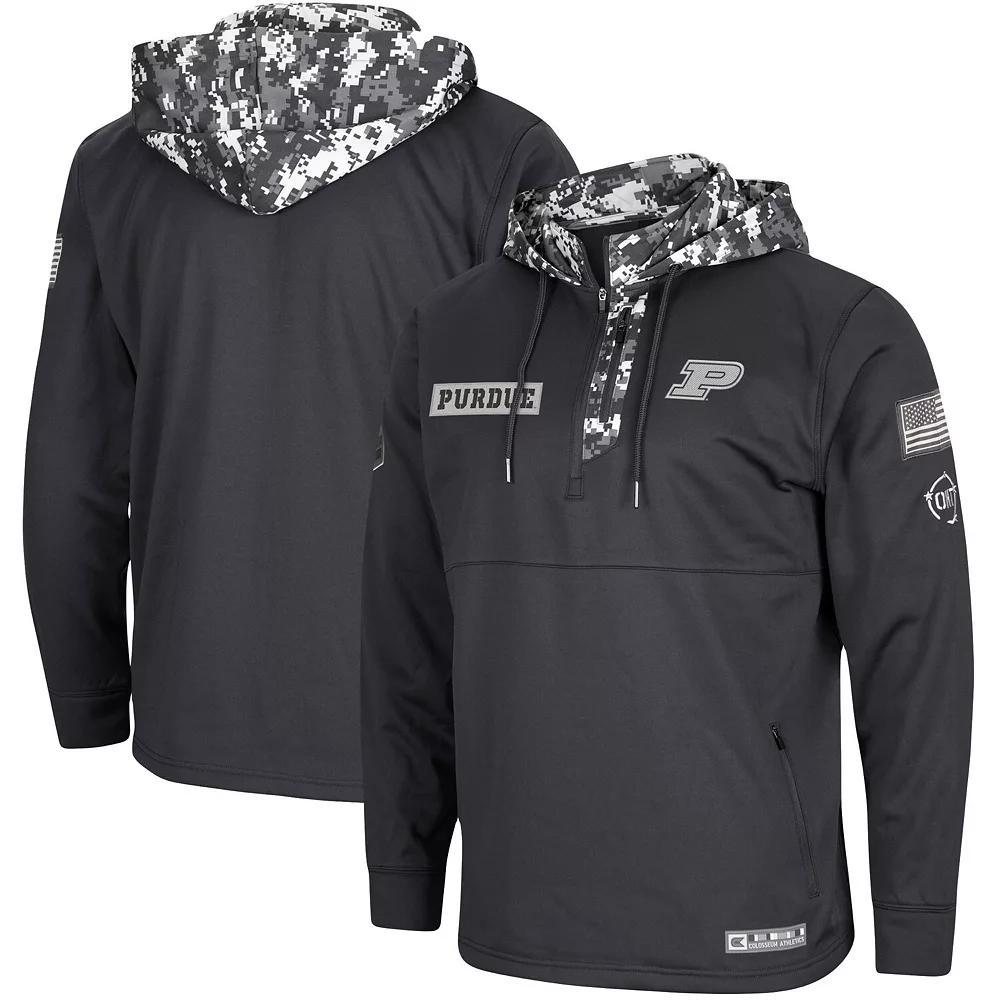 Men's Colosseum Charcoal Virginia Cavaliers OHT Military Appreciation Digi Camo Quarter-Zip Hoodie, Size: Large Product Image