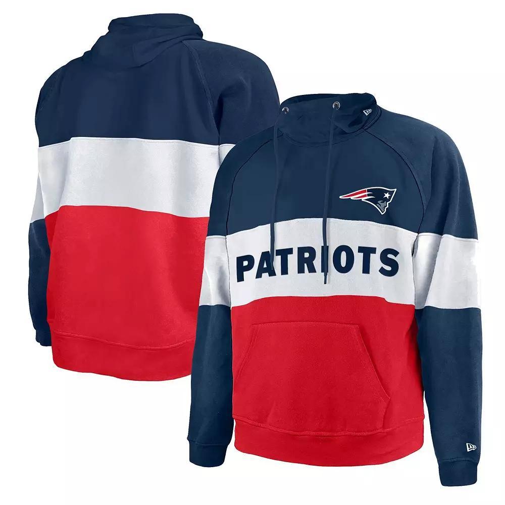 Men's New Era Navy/Red New England Patriots Big & Tall Current Team Colorblock Fleece Raglan Pullover Hoodie, Size: 5XB Product Image