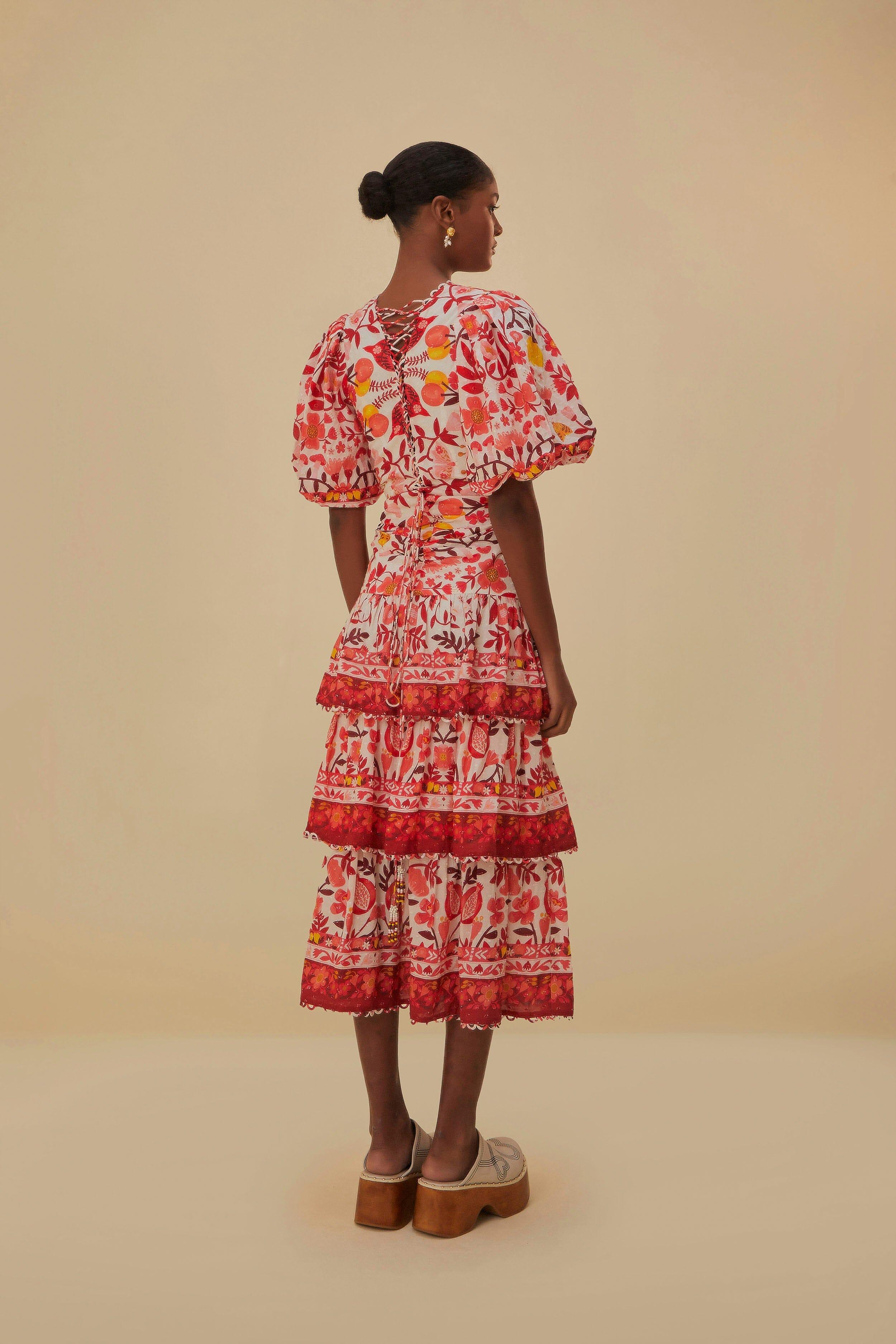 Womens Romantic Orchard Tiered Midi-Dress Product Image