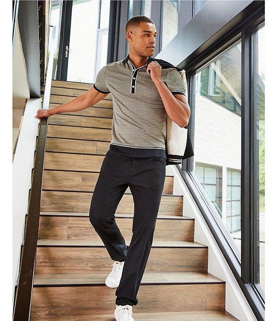 Murano Slim Fit Houndstooth Short Sleeve Polo Shirt Product Image