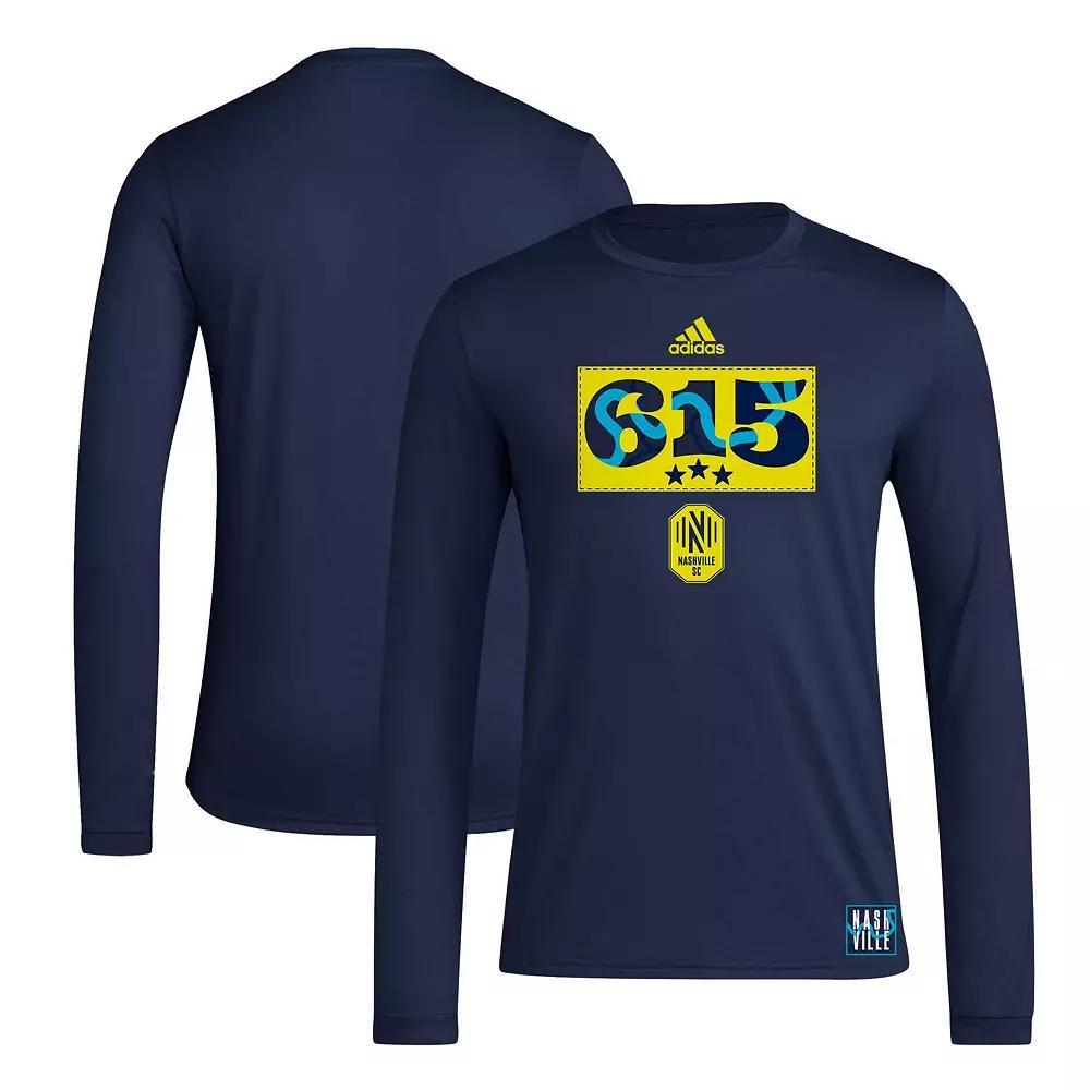 Mens adidas Navy Nashville SC 2024 Jersey Hook AEROREADY Long Sleeve T-Shirt Mls Blue Product Image