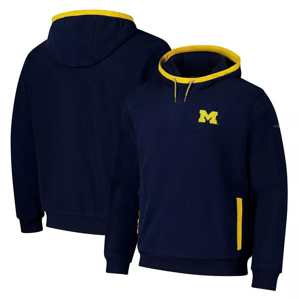 Men's  Columbia  Navy Michigan Wolverines   Flanker Fleece Pullover Hoodie, Size: Small, Blue Product Image