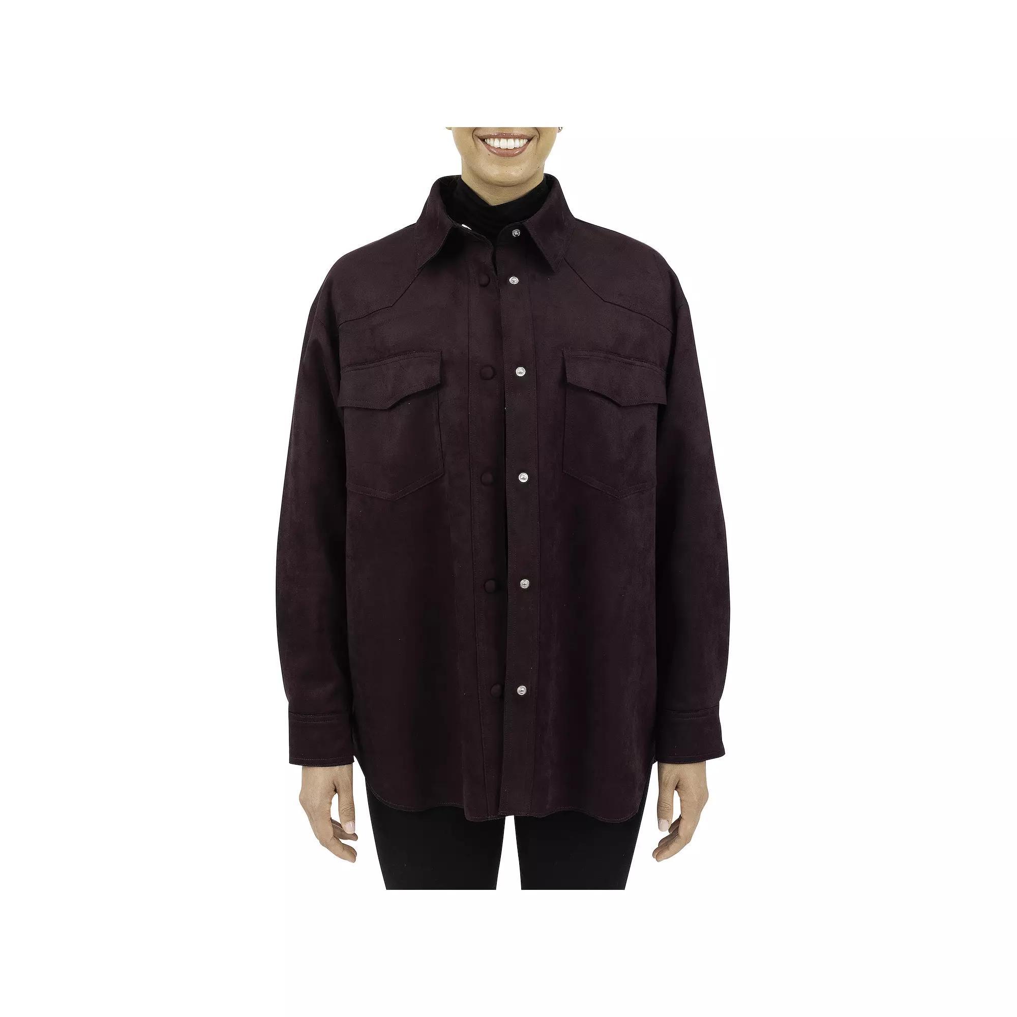 Women's Fleet Street Faux-Suede Shacket, Size: Medium, Fig Product Image