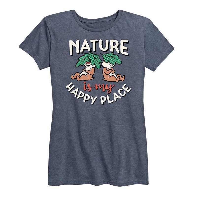 Disneys Chip n Dale Womens Nature My Happy Place Graphic Tee Grey Blue Product Image