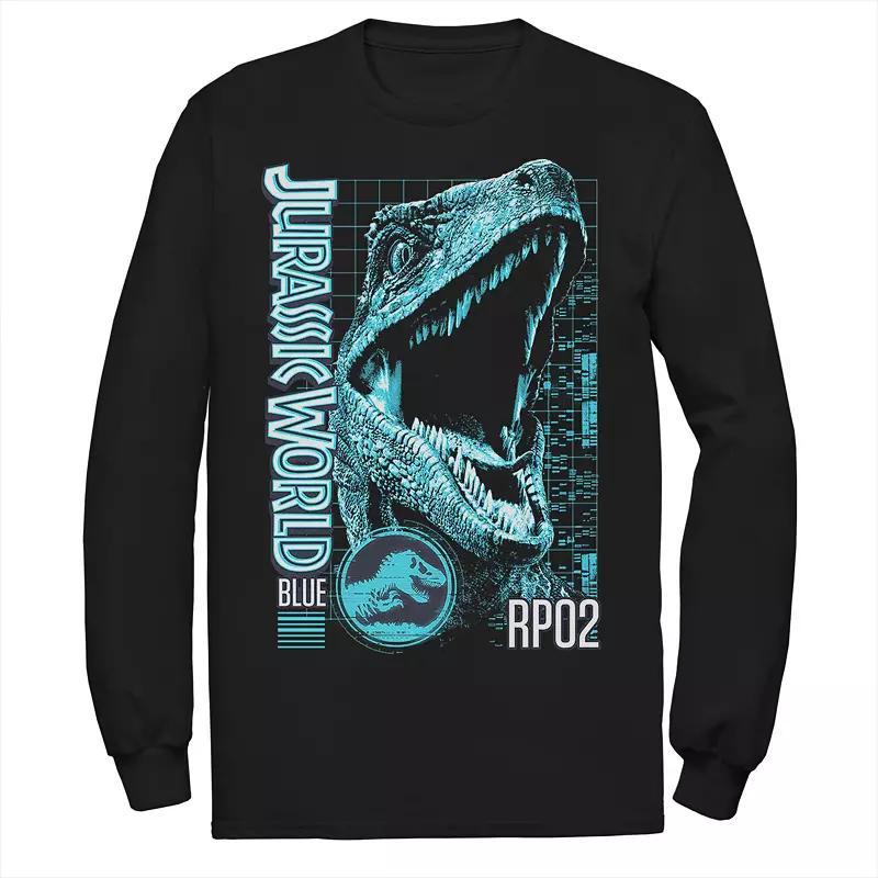 Men's Jurassic World Two Blue Face Tech Schematic Tee, Size: Medium, Black Product Image