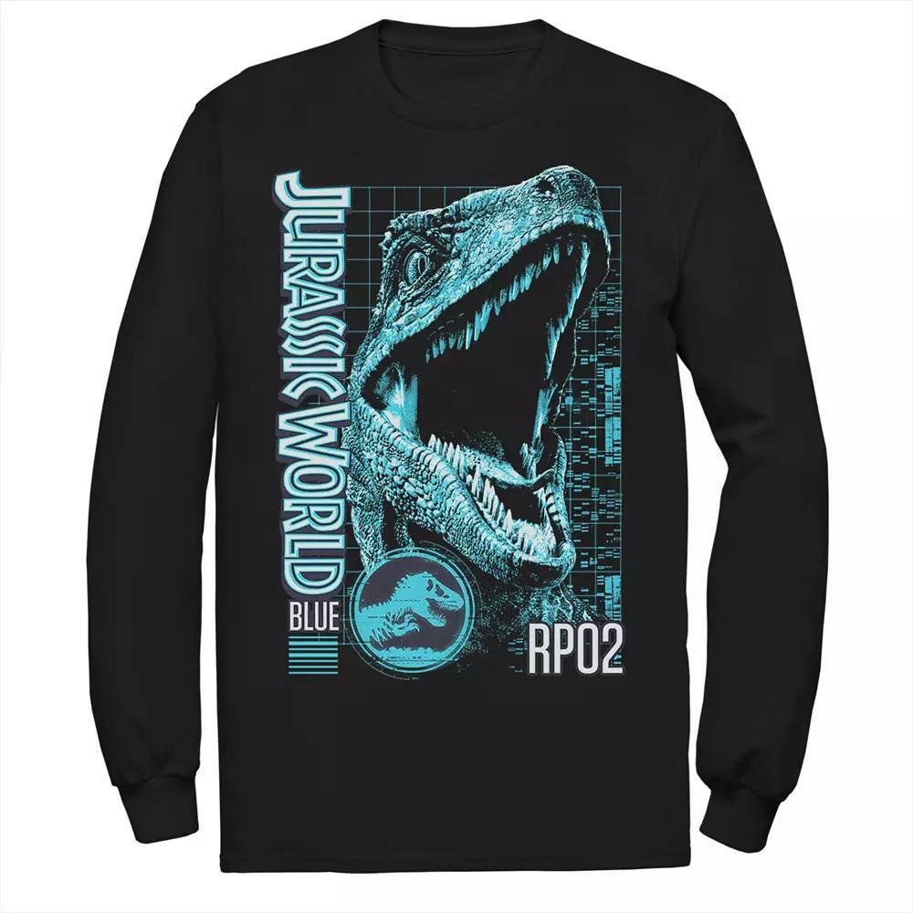 Men's Jurassic World Two Blue Face Tech Schematic Tee, Size: Medium, Black Product Image